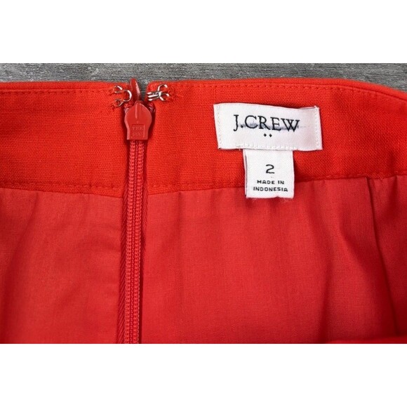 J.Crew Red Nautical Skirt Size 2 Linen Blend Gold Anchor Button Zip - Picture 3 of 6